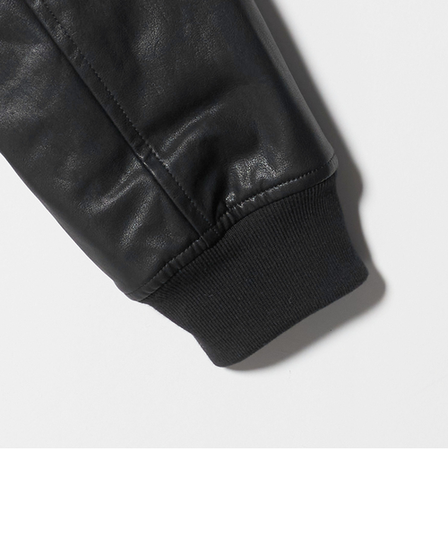 極美品✨WEB限定 WARDROBE SMART メルトンレザーライクスタジャン WEB限定 WARDROBE SMART】ブラックメルトン レザーライク スタジャン