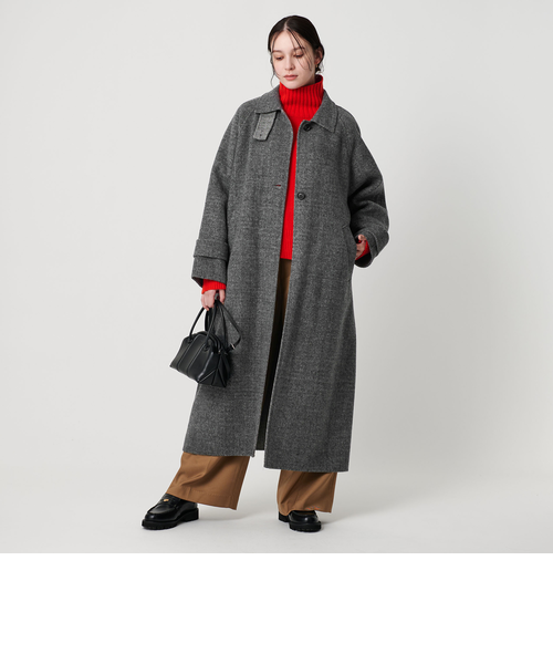リバー ステンカラー ロングコート/ヘリンボーン｜ビューティー