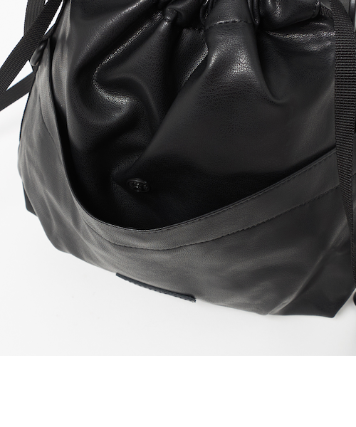 BAICYCLON＞レザーライク ドロー ストリング 巾着 バッグ