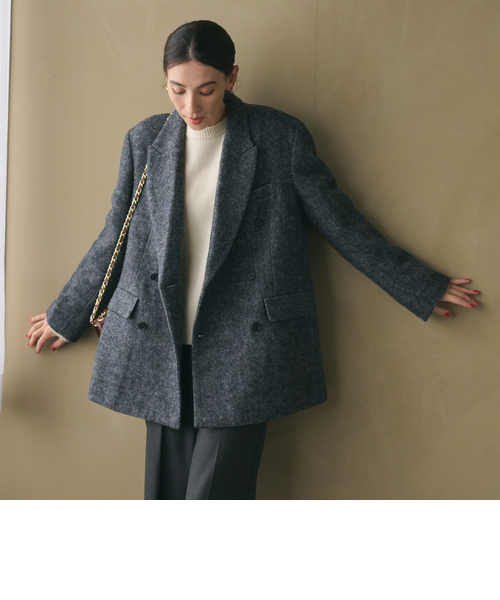 毛ブレンド ヘリンボーン ジャケットコート｜ビューティー＆ユース