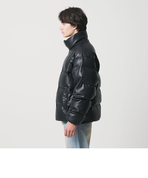 美品✨ユナイテッドアローズ　レザーダウンジャケット　本革　ショート丈　M 黒 レザーライク ダウン ジャケット