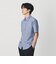 クイック ストレッチ ストライプ シャンブレー ボタンダウン 半袖シャツ SLIM型 吸水速乾機能付き