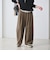 毛ポリエステルブレンド ワイドタックパンツ 防シワ ウォッシャブル