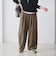 毛ポリエステルブレンド ワイドタックパンツ 防シワ ウォッシャブル