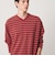 ウォッシュド ボーダー Vネック ロングスリーブ Tシャツ