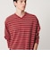 ウォッシュド ボーダー Vネック ロングスリーブ Tシャツ