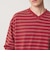 ウォッシュド ボーダー Vネック ロングスリーブ Tシャツ