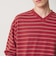 ウォッシュド ボーダー Vネック ロングスリーブ Tシャツ