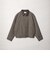 ウールミックス ツイル チェック レザーライク カラー ジャケット