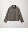 ウールミックス ツイル チェック レザーライク カラー ジャケット