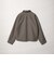 ウールミックス ツイル チェック レザーライク カラー ジャケット