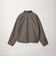 ウールミックス ツイル チェック レザーライク カラー ジャケット