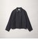 ウールミックス ツイル チェック レザーライク カラー ジャケット