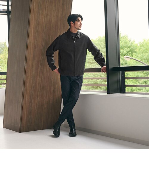 WEB限定 WARDROBE SMART】スエードライク ジップ ブルゾン