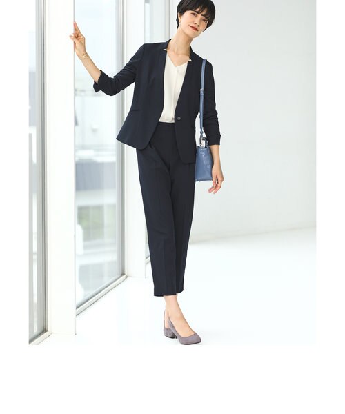 【超美品】グリーンレーベルリラクシング　パンツスーツ 38 黒 テーパード　OL green label relaxing（グリーンレーベルリラクシング）の