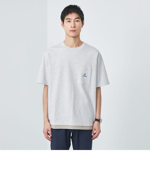 【MARIE CLAIRE】★ラベル パンチング レイヤード Tシャツ★ 別注】<Gramicci>GLR ヘム レイヤード Tシャツ|グリーン
