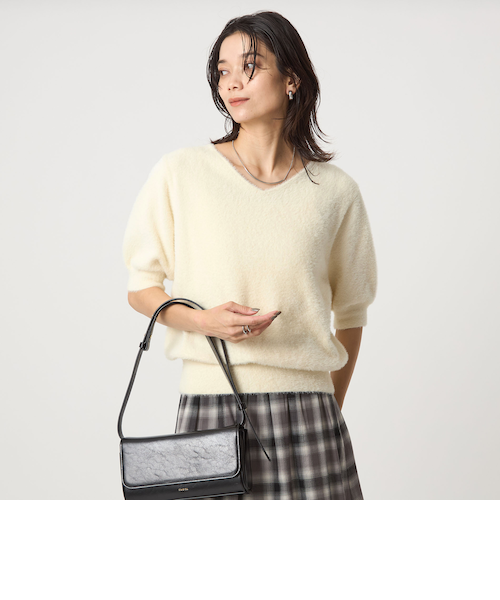 ショートSWEATハーフスリーブ2 フラッフフェザー 2WAY ショートスリーブ ニット プルオーバー