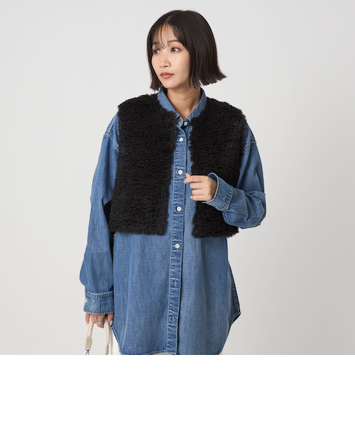 VINCENT PRADIER＞フェイクファー ベスト｜グリーンレーベル