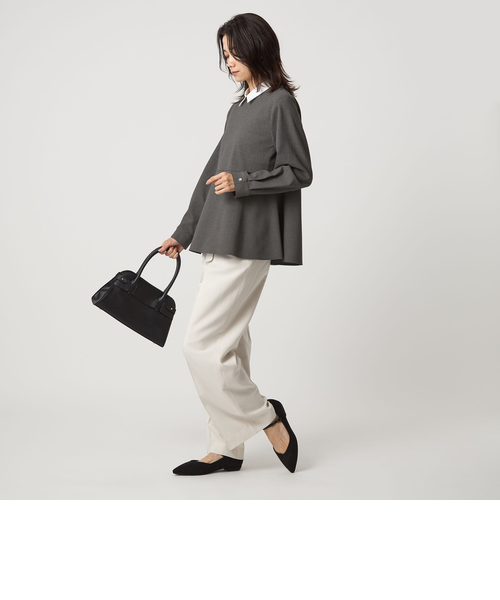 ソフトジョーゼット 襟付き ペプラム プルオーバー マシン