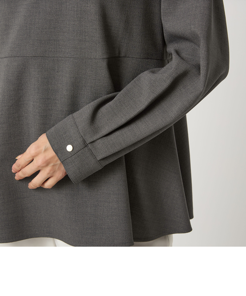 ソフト ジョーゼット ペプラム ジレ マシンウォッシャブル・ストレッチ・防シワ ソフトジョーゼット 襟付き ペプラム プルオーバー マシン