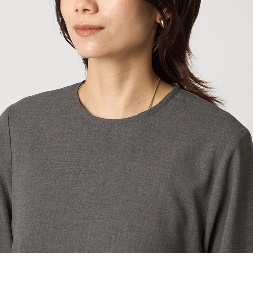 ソフトジョーゼット 襟付き ペプラム プルオーバー マシン