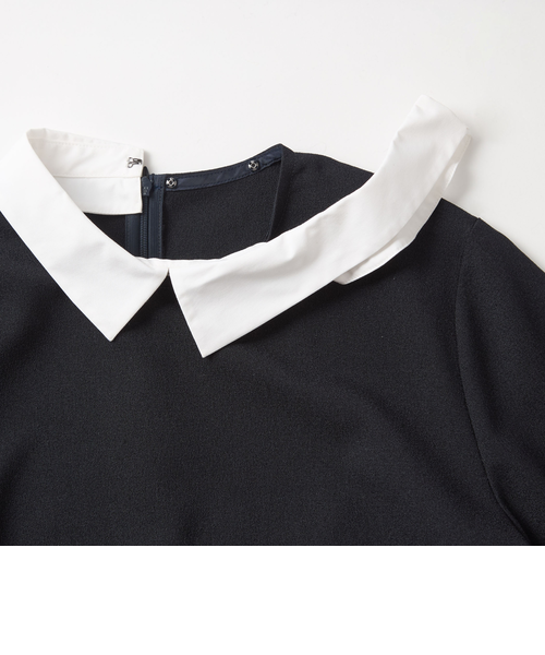 ソフトジョーゼット 襟付き ペプラム プルオーバー マシン