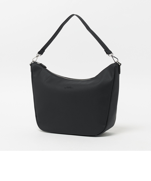 【美品】 ショルダーバッグ エコレザー シボ ブラック シボ レザーライク 2WAY ショルダーバッグ|グリーンレーベル