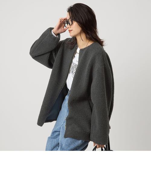 size SHORTあり］ボア ノーカラー ブルゾン｜グリーンレーベル