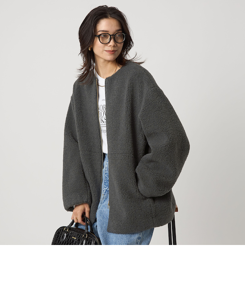 グリーンレーベルリラクシング　ボアジャケット SHORT size SHORTあり］ボア ノーカラー ブルゾン｜グリーンレーベル