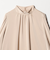 サテン スタンドネック ギャザー ブラウス