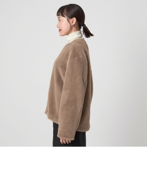 フェイクファー ノーカラー コート｜グリーンレーベル リラクシングの