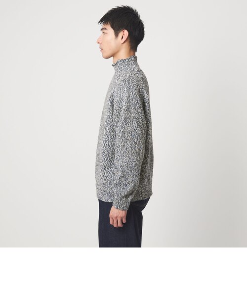 ミックス ヤーンローゲージ ロールネック ニット｜グリーンレーベル