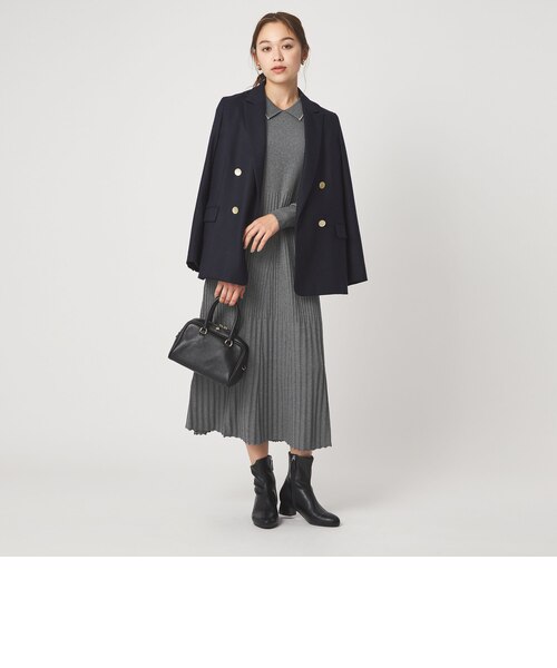 フィット＆フレア 襟付き ニット ワンピース｜グリーンレーベル