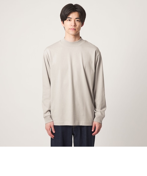 ロングファイバー クリア モックネック 長袖 Tシャツ カットソー