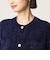 モール ポケット ノーカラー ニット カーディガン