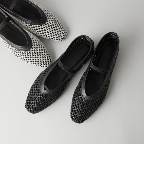 <美品＞スローブイエナ　MOHIメッシュ フラットシューズ　黒　23.5センチ 美品＞スローブイエナMOHIメッシュ フラットシューズ黒23.5センチ