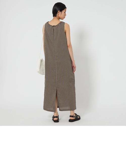 CITEN＞バックギャザーノースリーブワンピースチェック｜シテン