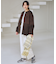 【6サイズ展開/洗濯機可/ウエストゴム/2WAYストレッチ】ウォームワイドパンツ