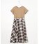 【洗える】チェック柄ドッキング ワンピース
