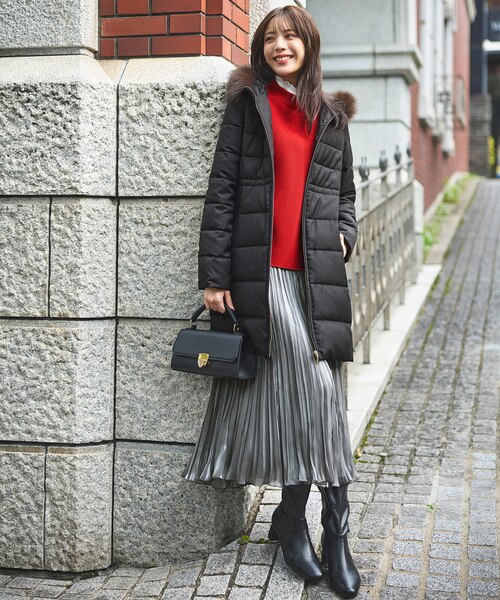 COCO です★24AW【撥水・洗える】リッチファーフードロング ダウン セール】 【撥水・洗える】リッチファーフードロング ダウン （ダウン