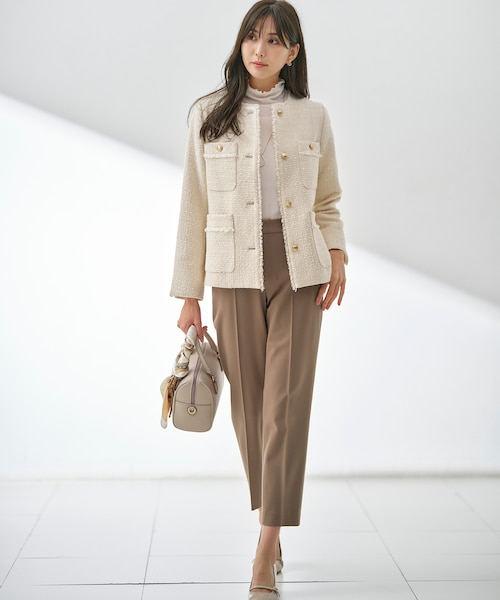 ツイードノーカラーミドル ジャケット｜エニィスィスの通販｜&mall