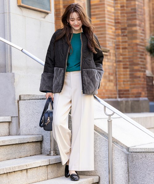 フェイクファーコンビキルティング アウター｜エニィスィスの