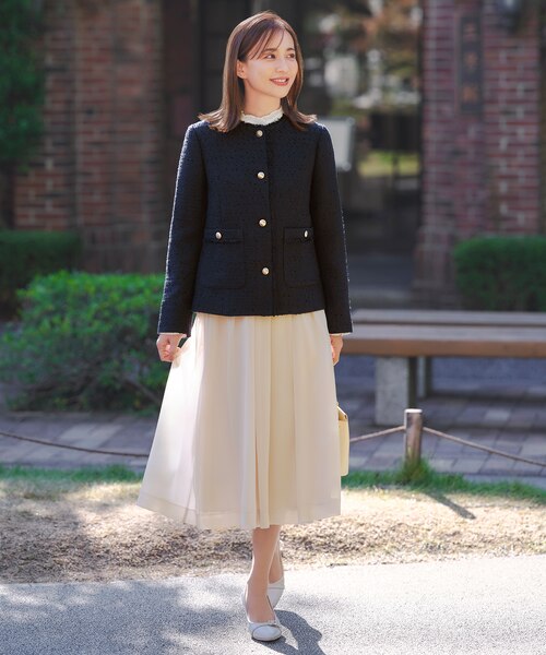 ノーカラーフリンジツイード ジャケット｜エニィスィスの通販｜&mall