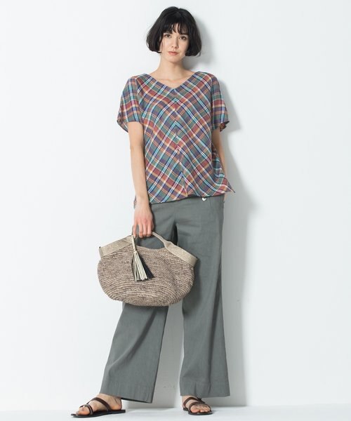 23区【極美品タグあり、洗える】LIBECO リネン2WAYブラウス マガジン掲載】LIBECO リネン2WAYブラウス(検索番号K96