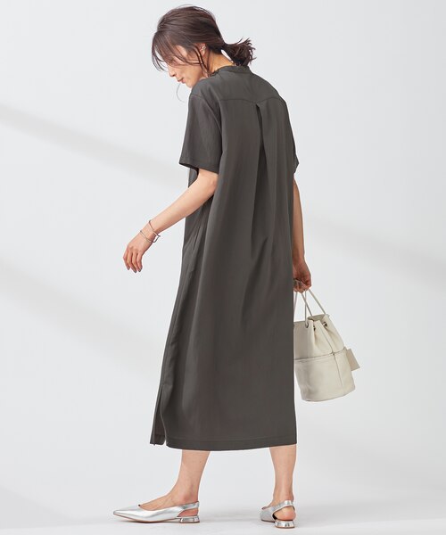 洗える】テンセルナイロンツイル スキッパー ワンピース｜ニジュウ 