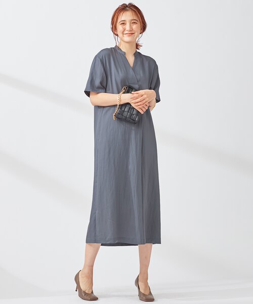 洗える】テンセルナイロンツイル スキッパー ワンピース