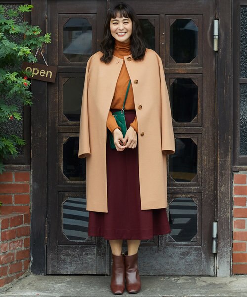 ウールカシミヤビーバー ノーカラー コート｜ニジュウサンクの通販