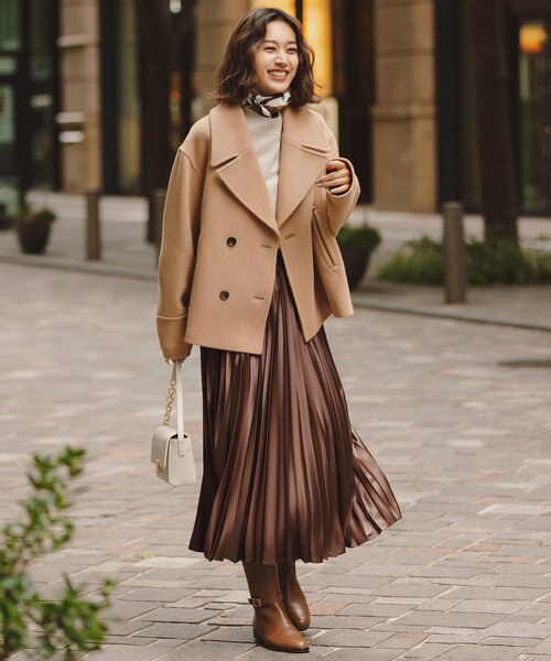 ヘリンボーン ショート ピーコート｜ニジュウサンクの通販｜&mall