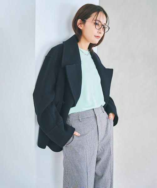 ヘリンボーン ショート ピーコート｜ニジュウサンクの通販｜&mall