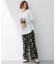 【洗える】スリークボタニカルプリント ドロスト パンツ
